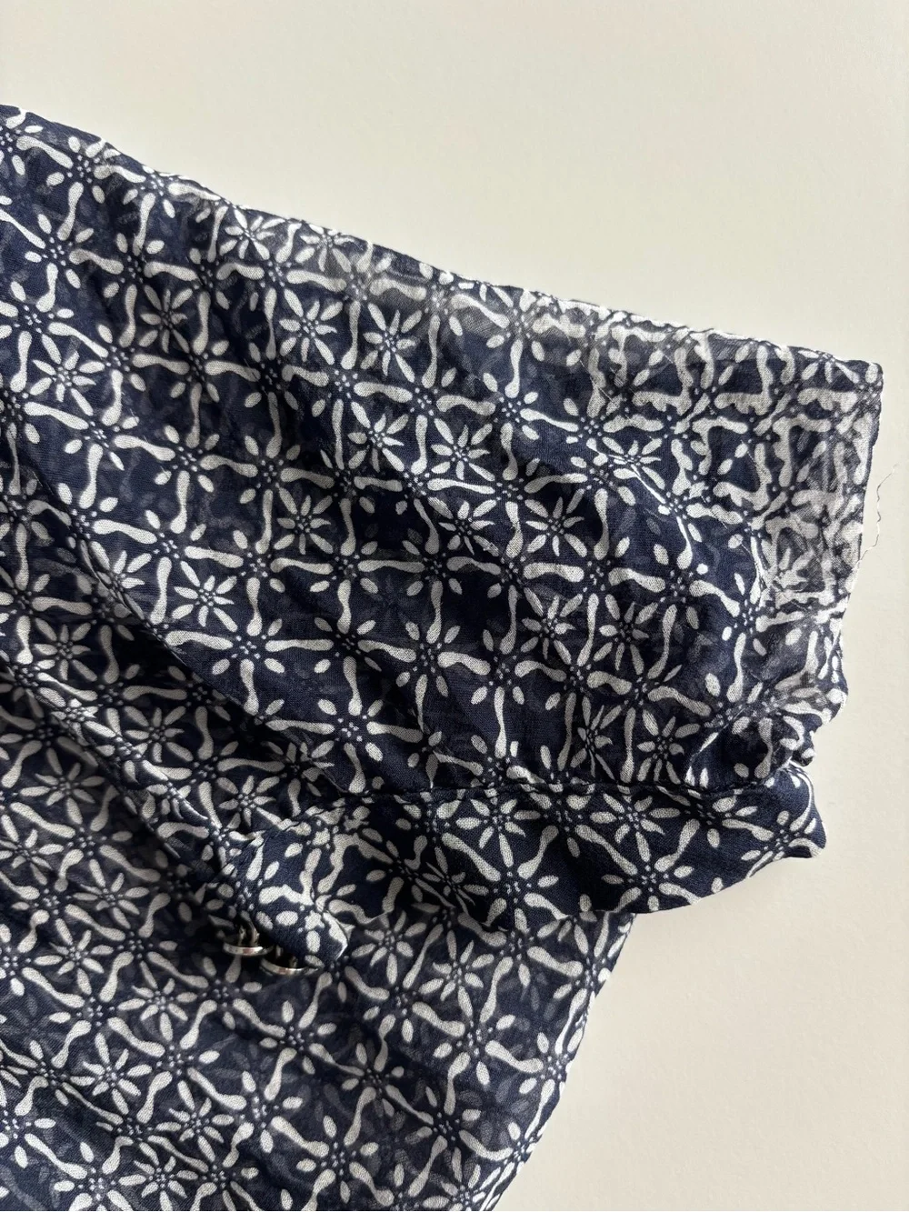 Diane Von Furstenberg Navy and White Silk Fleurette Dress Sz 6
